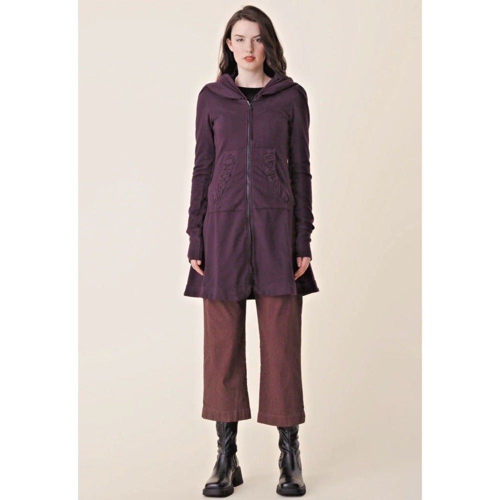 PRAIRIE UNDERGROUND Women S Zip Up Cloak Hoodie Purple Organic Cotton Victorian